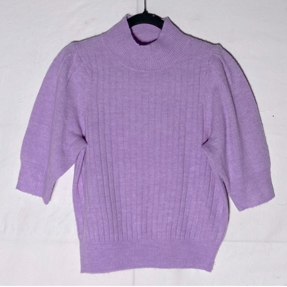 RW&CO. Soft Purple Mock Neck Short Bubble Bubble Knit Sweater M - Picture 1 of 13